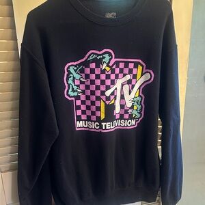 MTV Black and Pink Graphic Crewneck Sweater